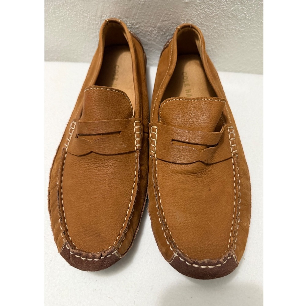 Cole Haan Gunnison Driver Loafers Mens 9.5 Tan Excellent Leather Penny Shoes